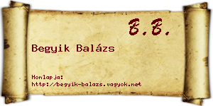 Begyik Balázs névjegykártya