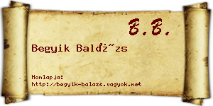 Begyik Balázs névjegykártya